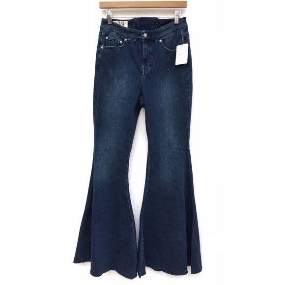 FP CRVY High Rise Lace Up Flare Bell Bottom Jeans - Picture 2 of 8
